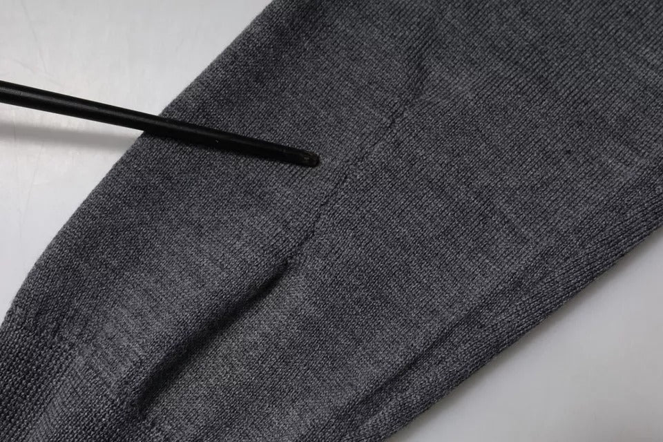Dolce & Gabbana Gray Wool Logo Turtleneck Pullover Men's Sweater (Pre-Owned)