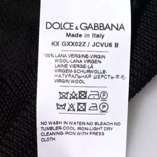 Dolce & Gabbana Black Logo Wool Crew Neck Pullover Men's Sweater (Pre-Owned)