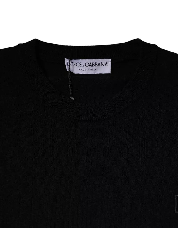 Dolce & Gabbana Black Logo Wool Crew Neck Pullover Men's Sweater (Pre-Owned)