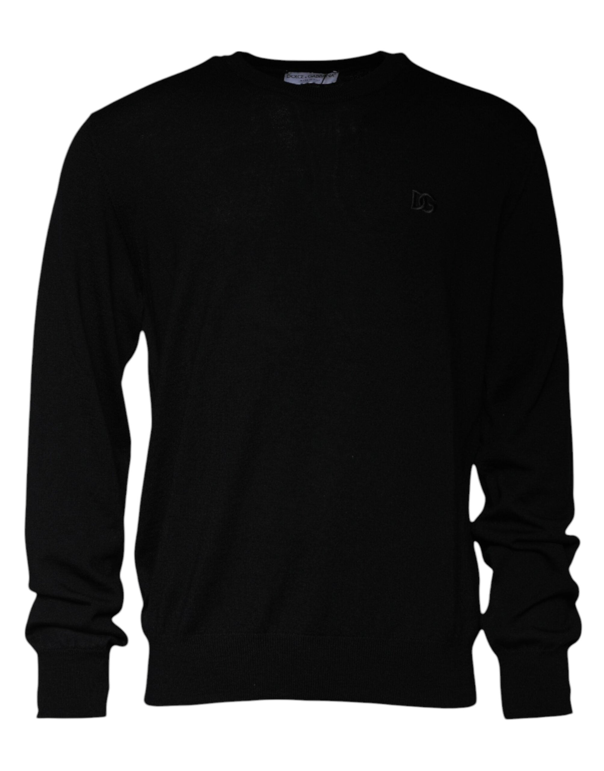 Dolce & Gabbana Black Logo Wool Crew Neck Pullover Men's Sweater (Pre-Owned)