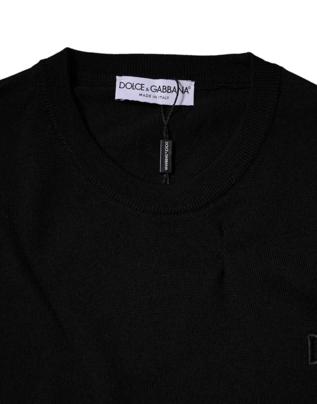 Dolce & Gabbana Black Logo Wool Crew Neck Pullover Men's Sweater (Pre-Owned)