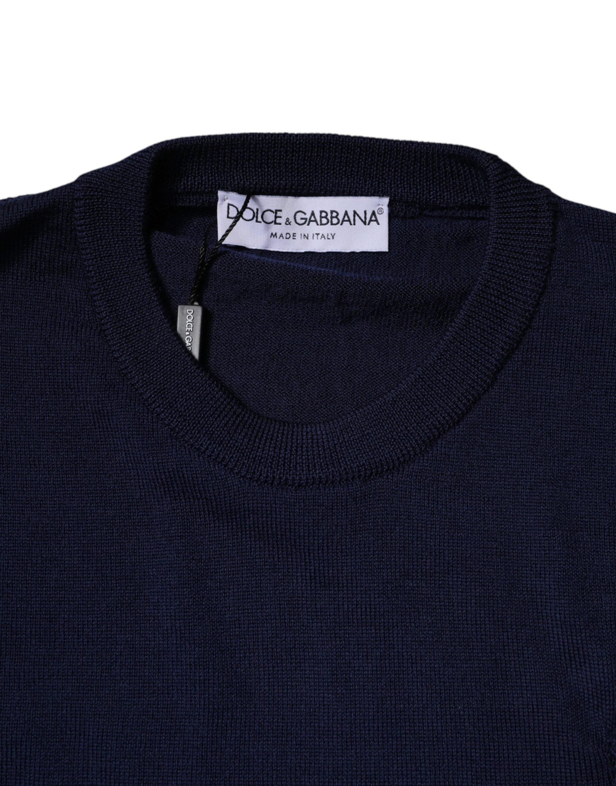 Dolce & Gabbana Blue DG Logo Wool Crew Neck Pullover Men's Sweater (Pre-Owned)