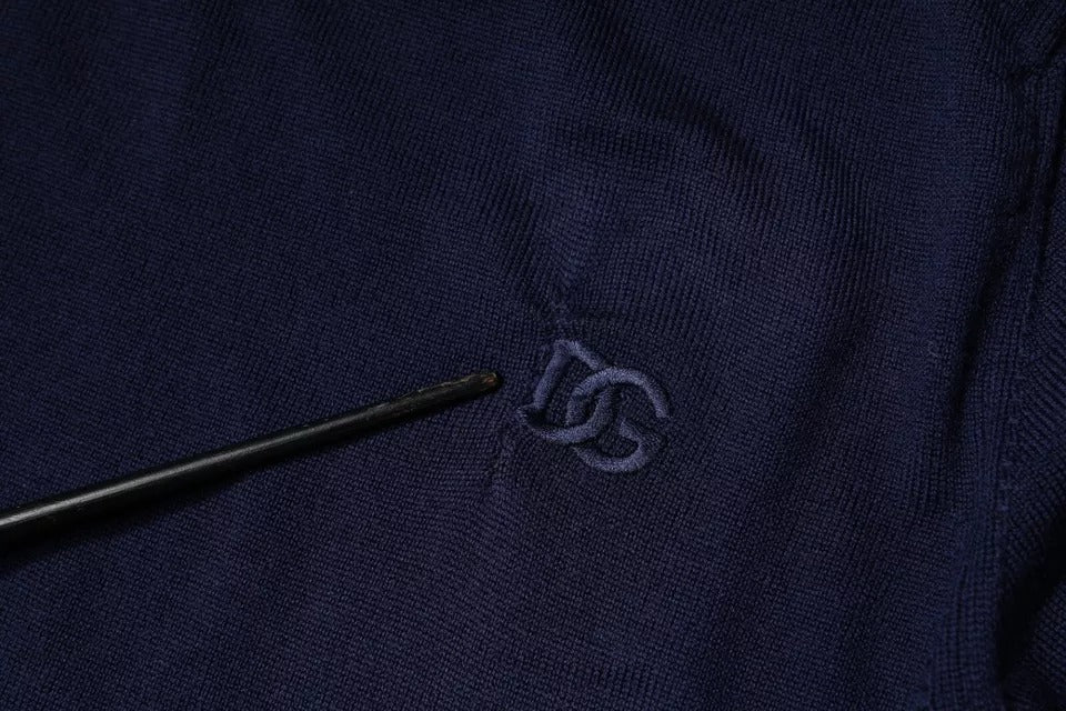 Dolce & Gabbana Blue DG Logo Wool Crew Neck Pullover Men's Sweater (Pre-Owned)