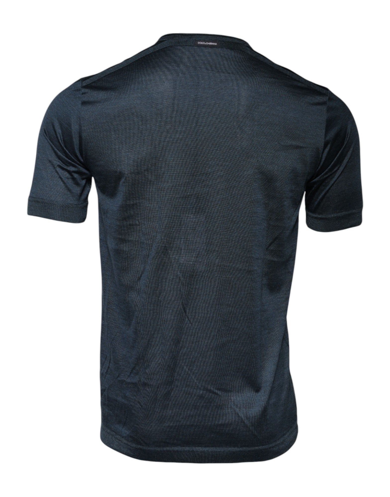 Dolce & Gabbana Dark Blue Silk Crew Neck Short Sleeve Men's T-shirt (Pre-Owned)