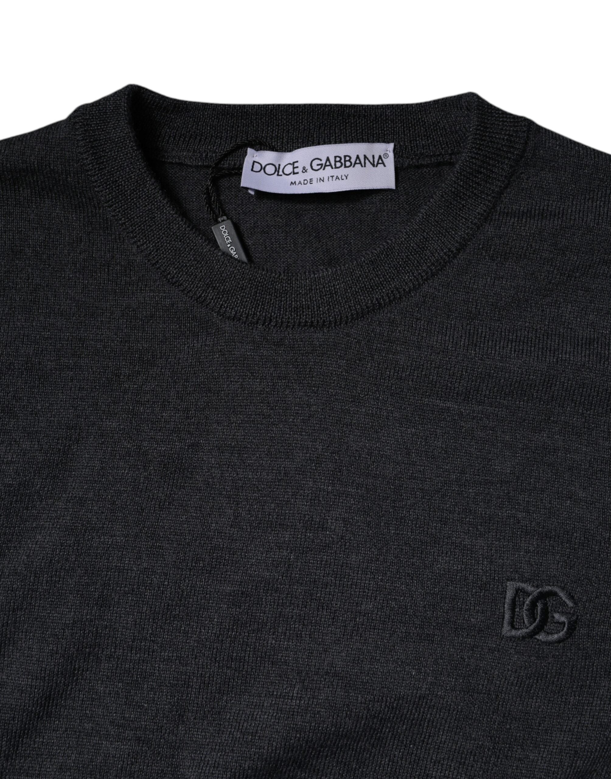 Dolce & Gabbana Dark Gray DG Logo Crew Neck Pullover Men's Sweater
