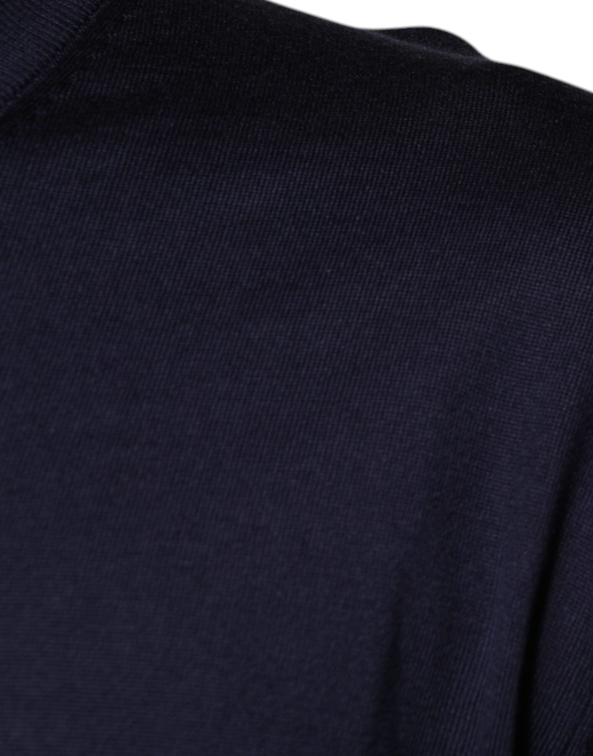 Dolce & Gabbana Navy Blue Silk V-neck Pullover Men's Sweater (Pre-Owned)