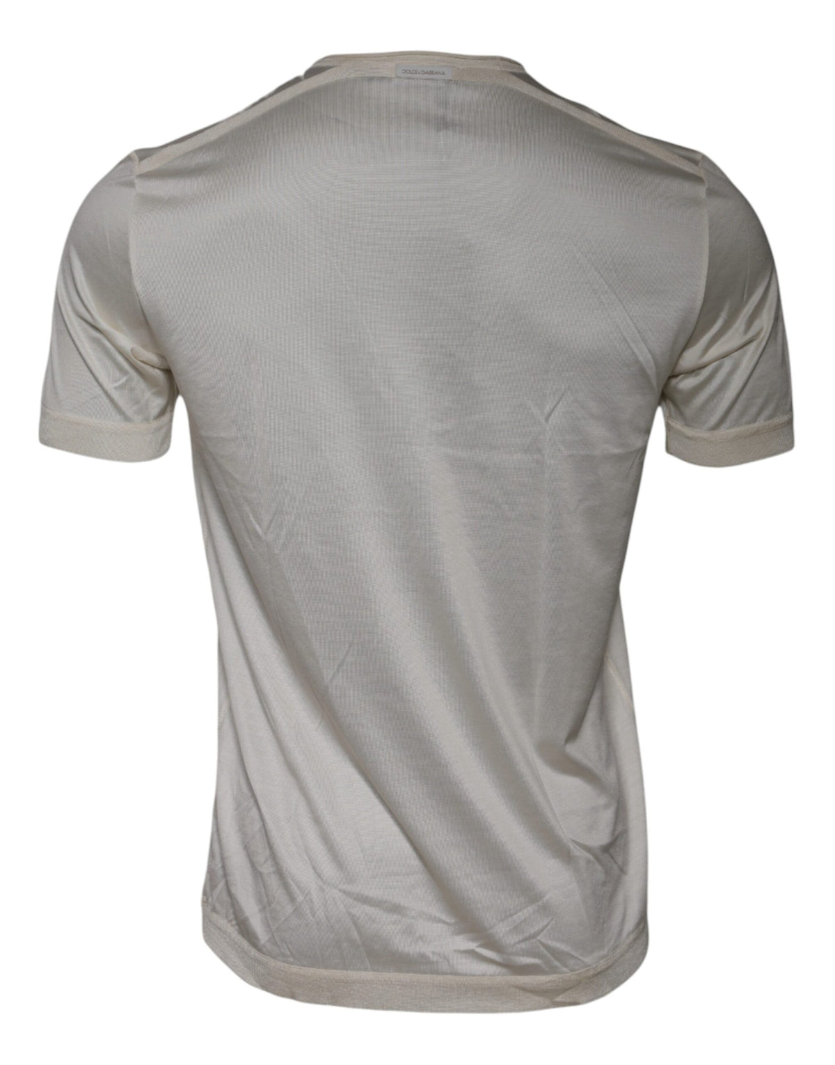 Dolce & Gabbana Off White Silk Crew Neck Short Sleeve Men's T-shirt (Pre-Owned)