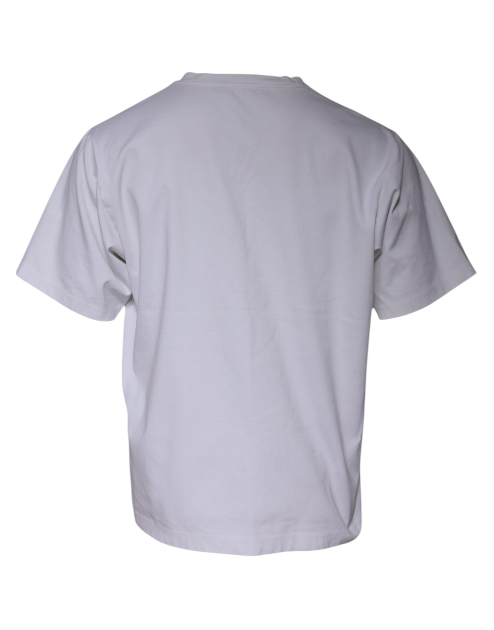 Dolce & Gabbana White Logo Embellished Crew Neck Men's T-shirt (Pre-Owned)