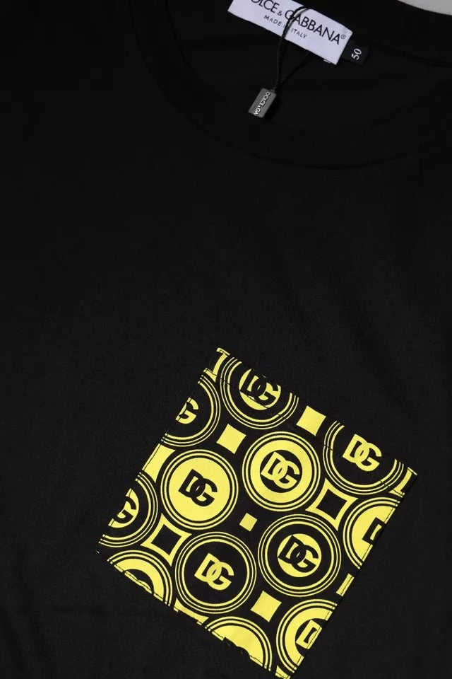 Dolce & Gabbana Black Logo Print Cotton Short Sleeves Men's T-shirt (Pre-Owned)