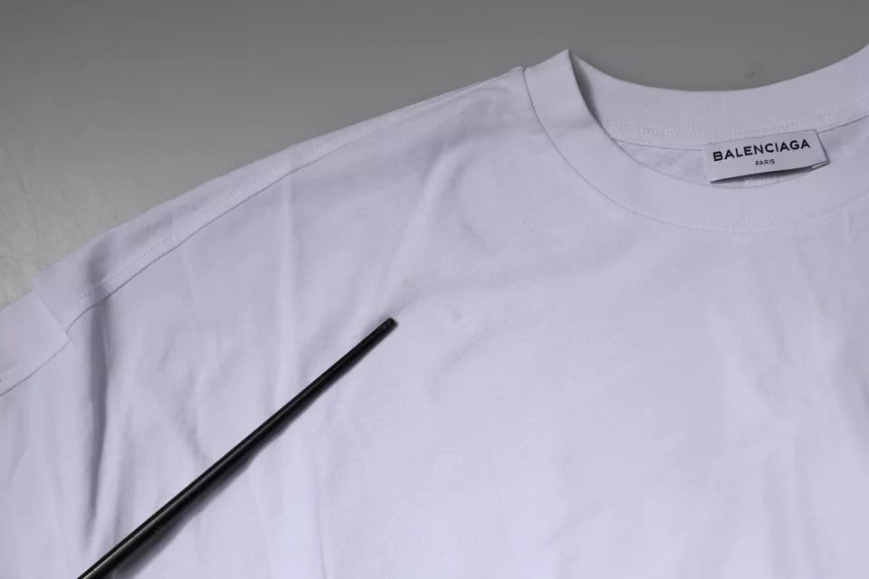 Balenciaga White Logo Cotton Crew Neck Short Sleeves Men's T-shirt (Pre-Owned)