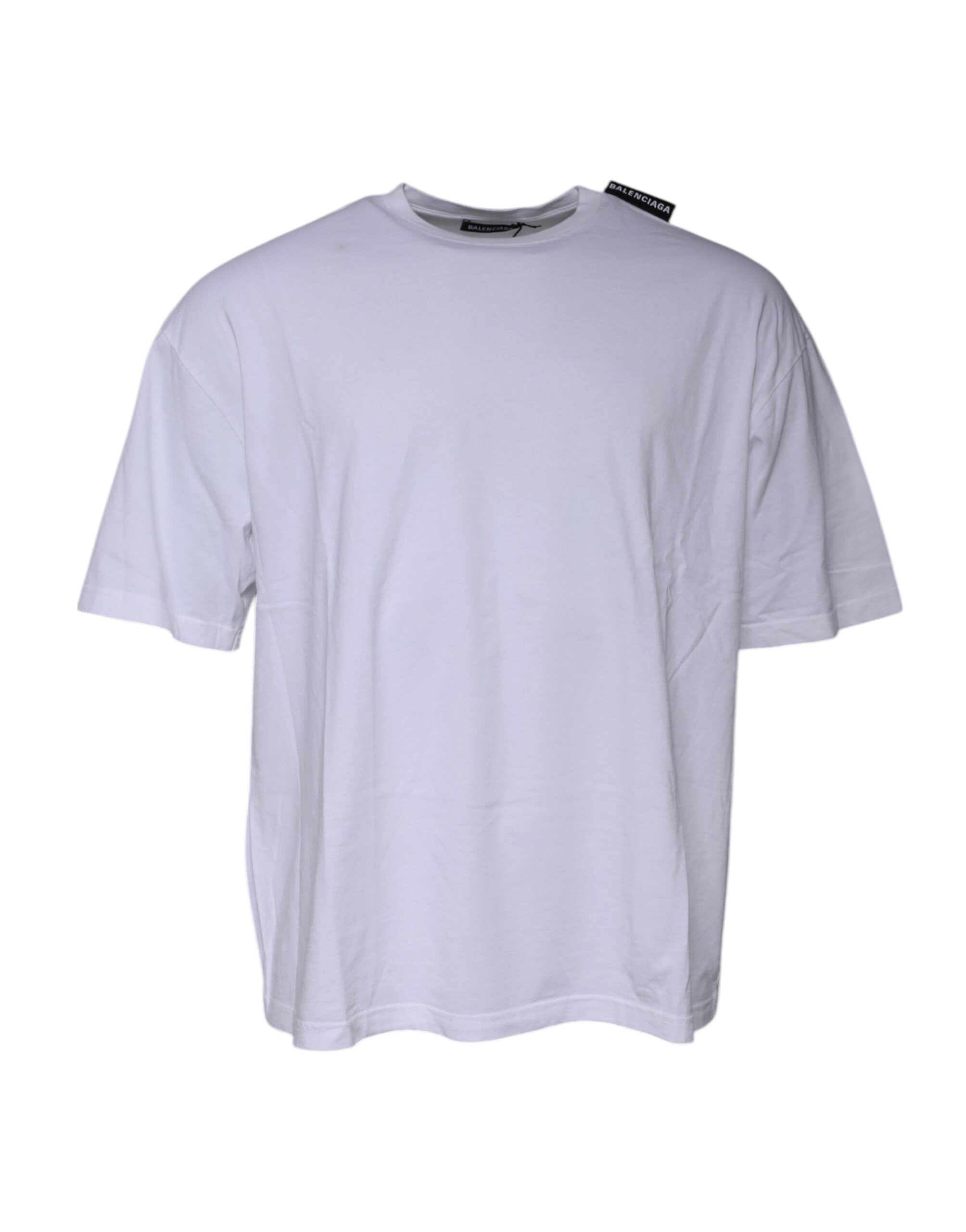 Balenciaga White Logo Cotton Jersey Crew Neck Short Sleeves Men's T-shirt (Pre-Owned)
