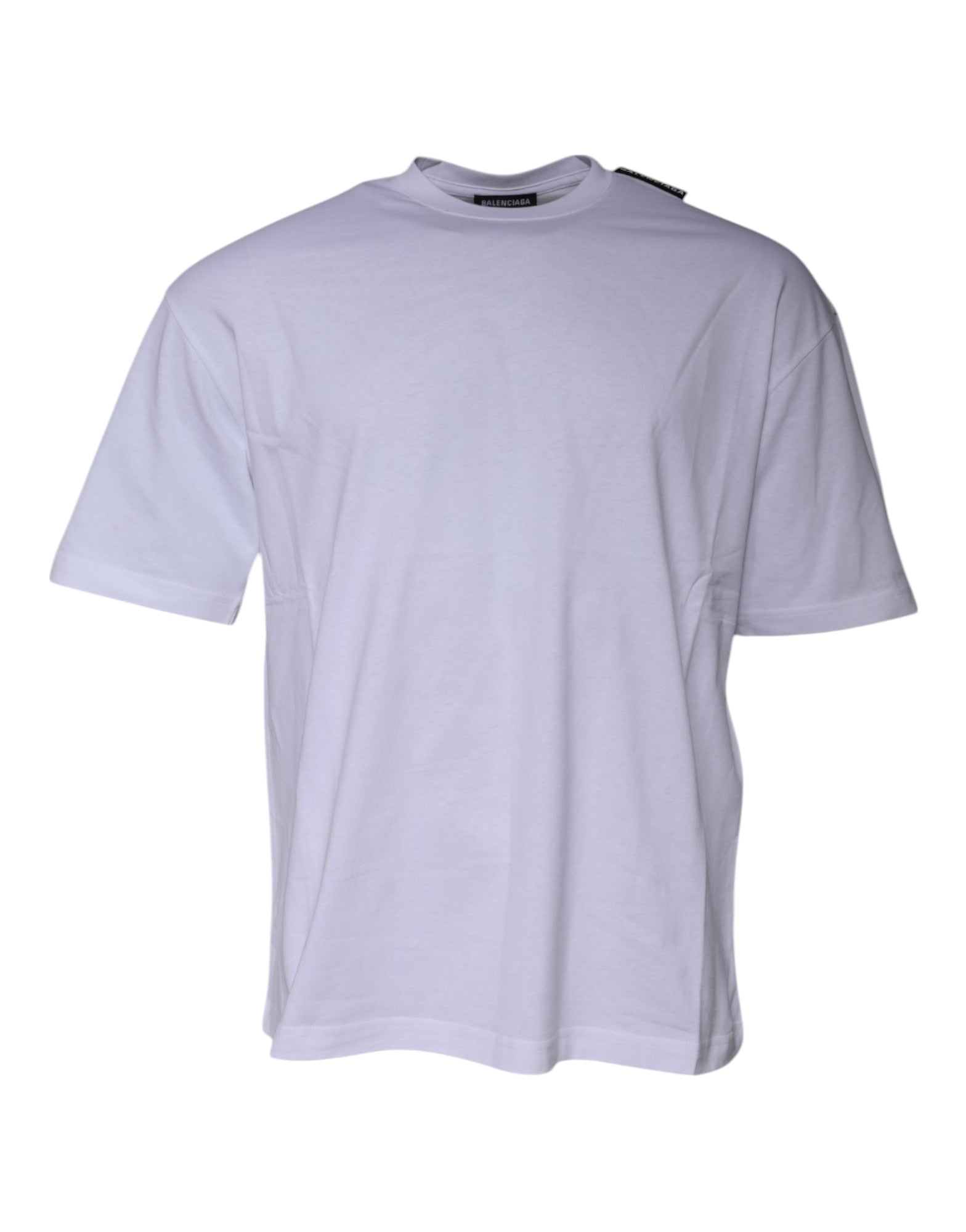 Balenciaga White Logo Cotton Jersey Crew Neck Short Sleeves Men's T-shirt (Pre-Owned)