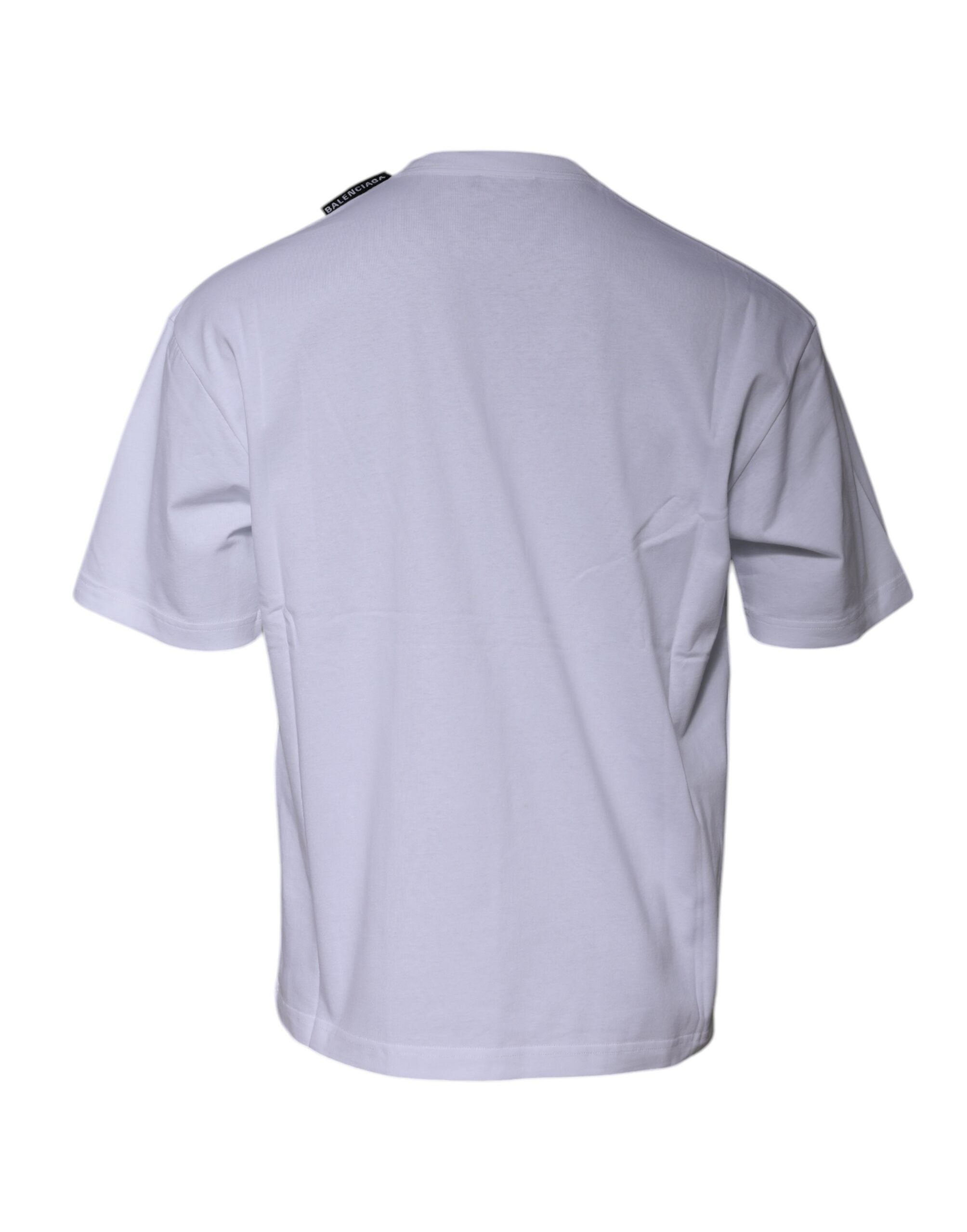 Balenciaga White Logo Cotton Jersey Crew Neck Short Sleeves Men's T-shirt (Pre-Owned)