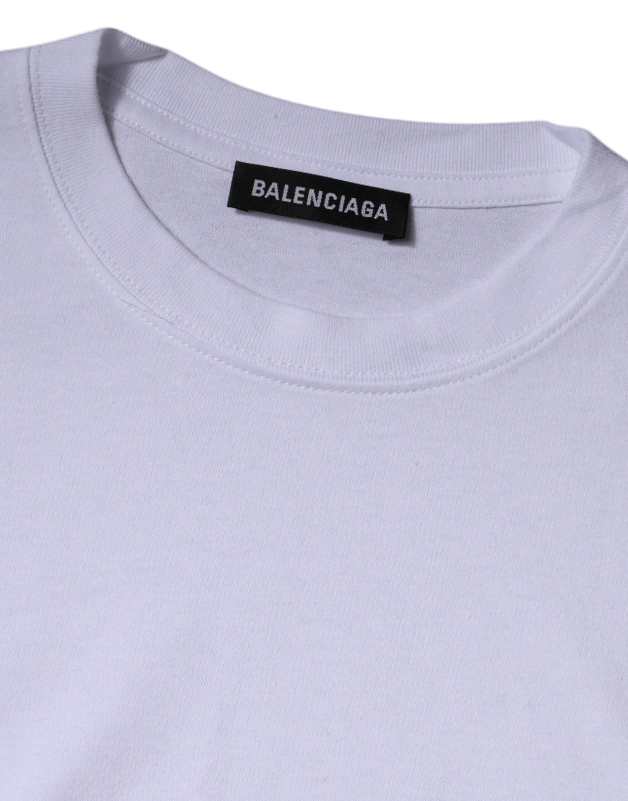 Balenciaga White Logo Cotton Jersey Crew Neck Short Sleeves Men's T-shirt (Pre-Owned)