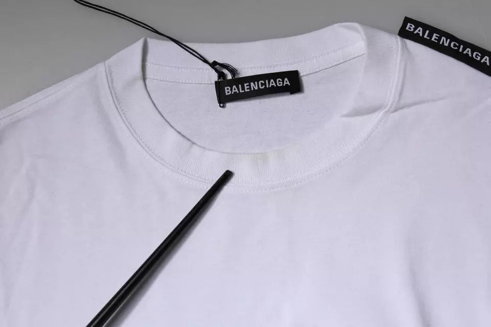 Balenciaga White Logo Cotton Jersey Crew Neck Short Sleeves Men's T-shirt (Pre-Owned)