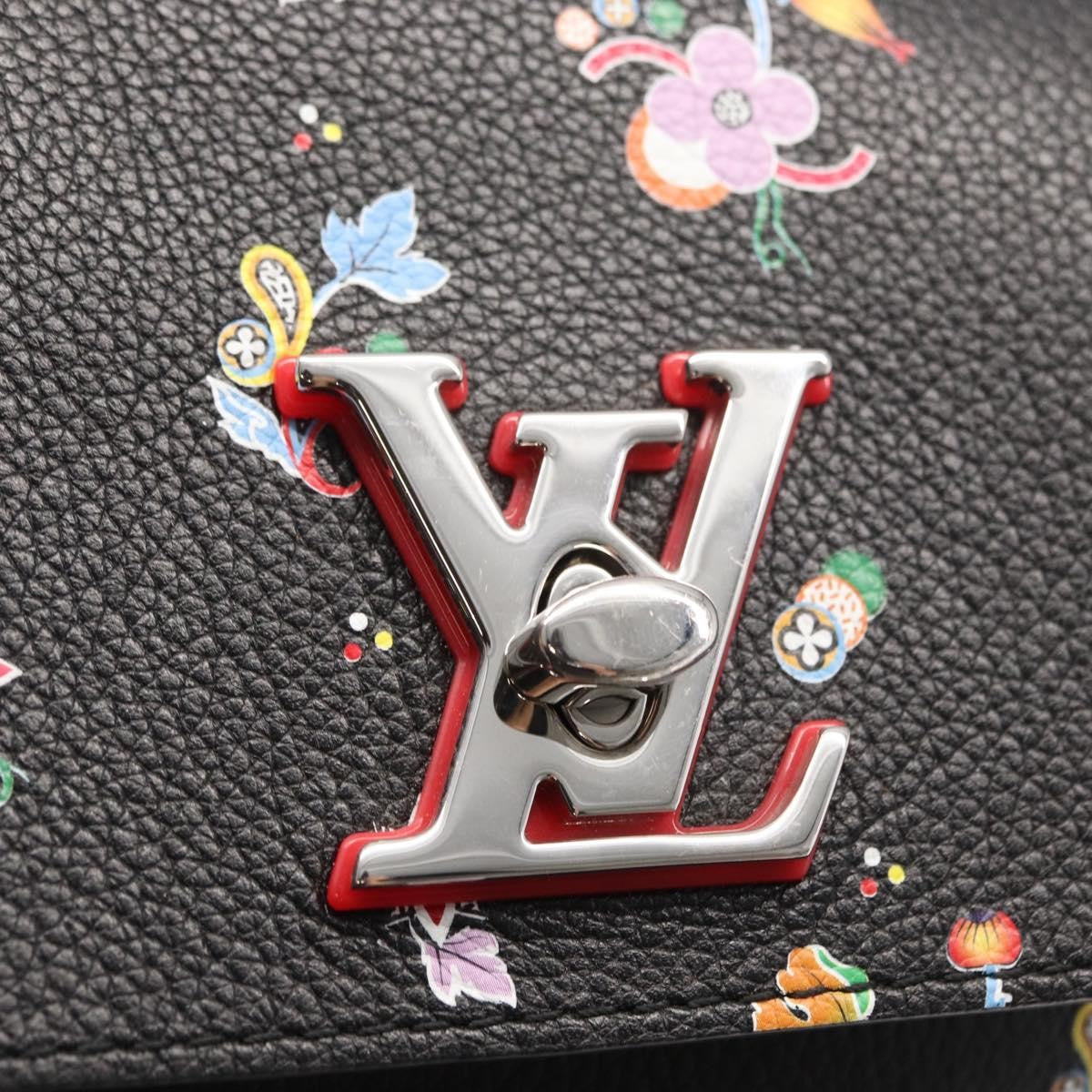 Louis Vuitton Lockme Floral Printed Leather Black Leather Backpack Bag (Pre-Owned)