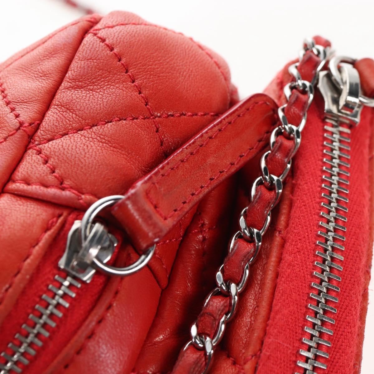 Chanel Wallet On Chain Flap Quilted Calfskin Red Leather Handbag (Pre-Owned)