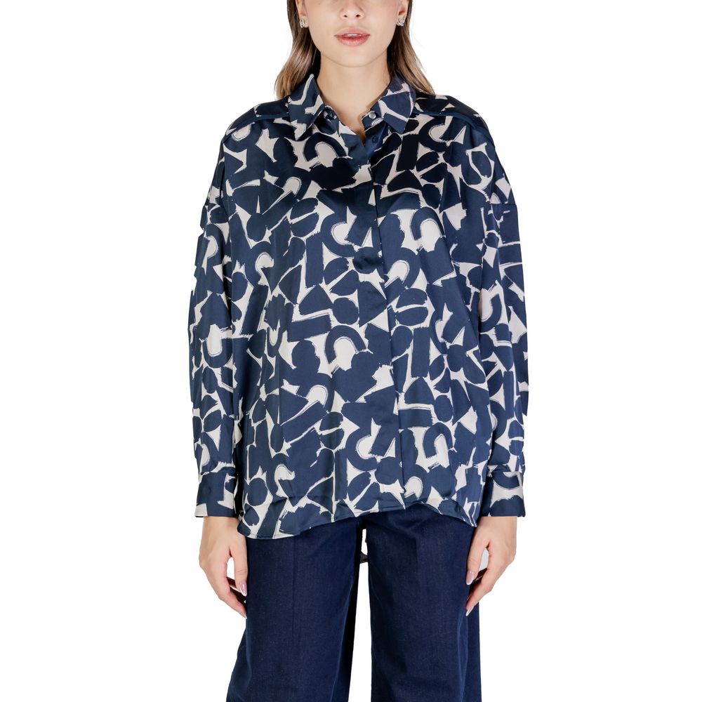 ICHI Blue Polyester Women's Shirt