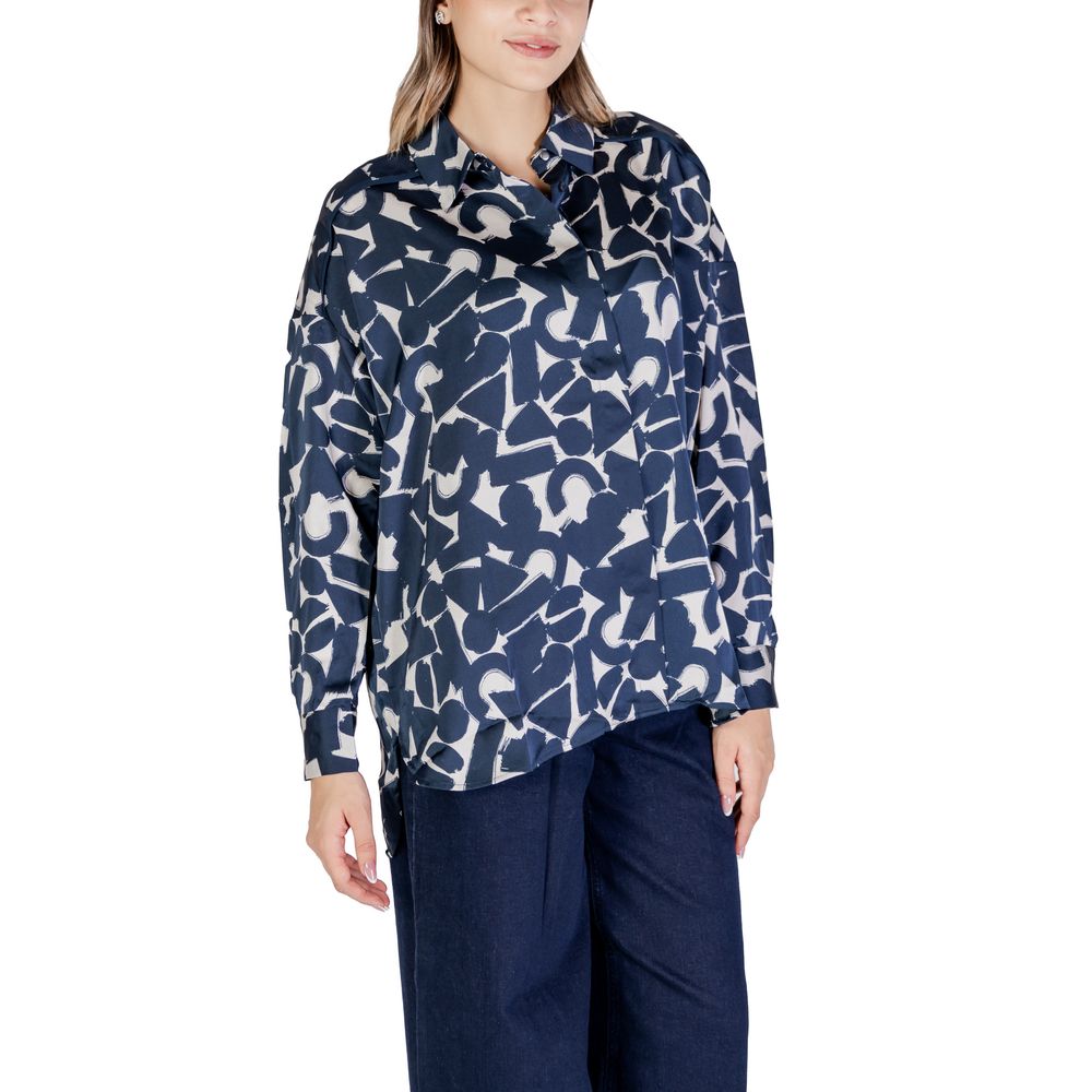 ICHI Blue Polyester Women's Shirt
