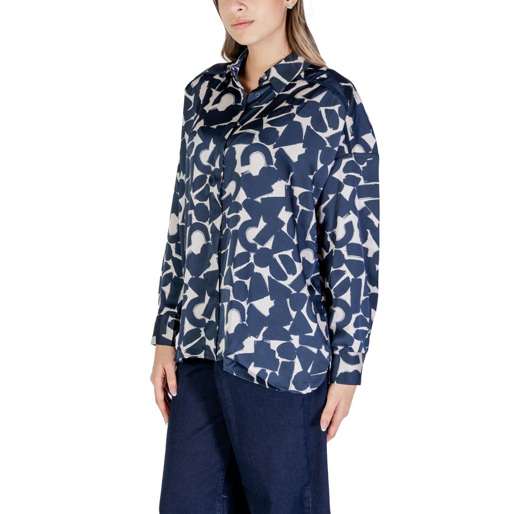 ICHI Blue Polyester Women's Shirt