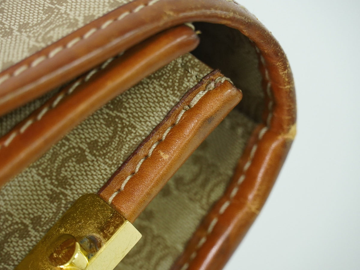 Celine Vintage Macadam Canvas And Leather Beige Canvas Shoulder Bag Bag (Pre-Owned)