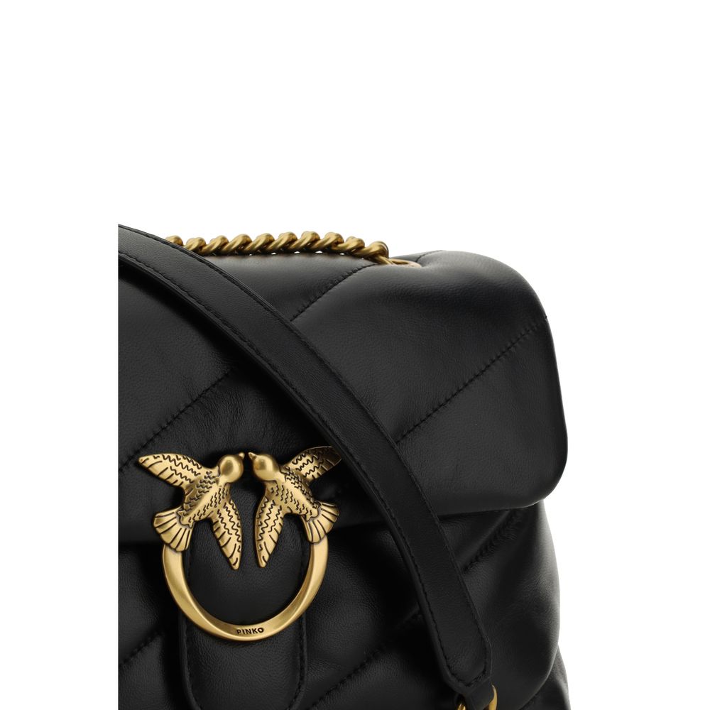 PINKO Black Calf Leather Bos Taurus Shoulder Women's Bag