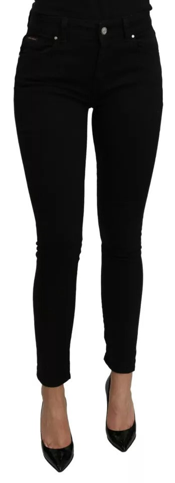 Dolce & Gabbana Black Mid Waist Slim Denim Cotton Stretch Women's Jeans (Pre-Owned)