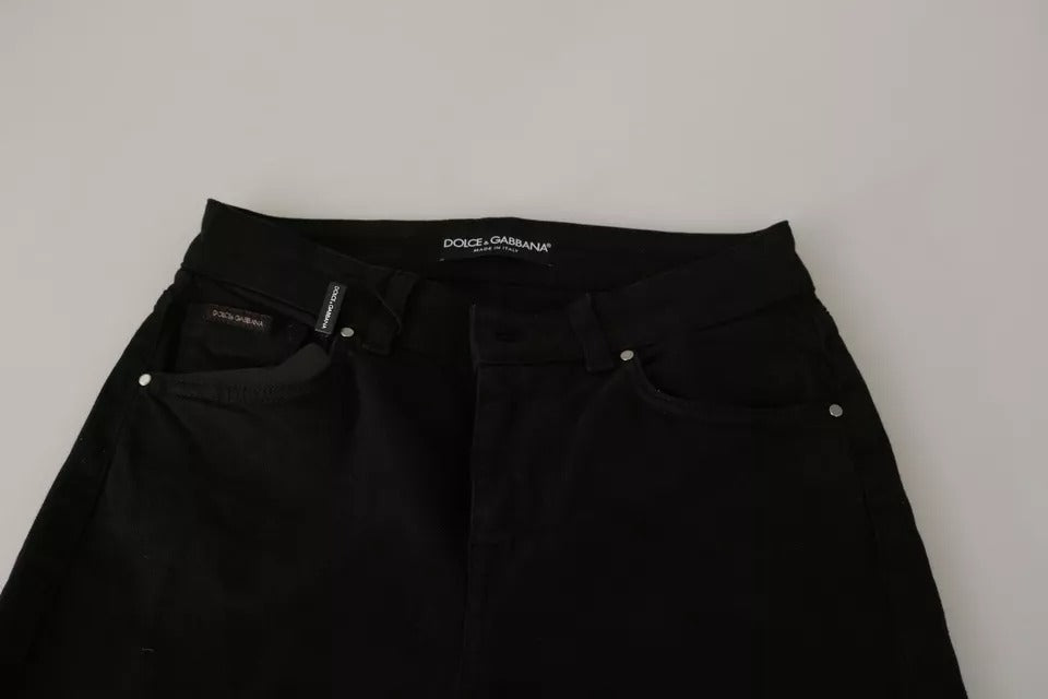 Dolce & Gabbana Black Mid Waist Slim Denim Cotton Stretch Women's Jeans (Pre-Owned)
