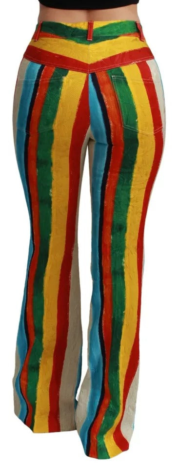 Dolce & Gabbana Multicolor Flared Riga Pittorica Women's Pants