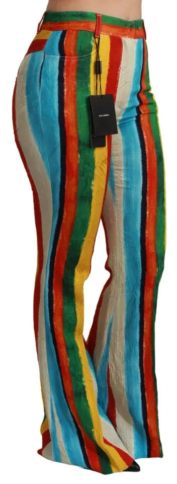 Dolce & Gabbana Multicolor Flared Riga Pittorica Women's Pants