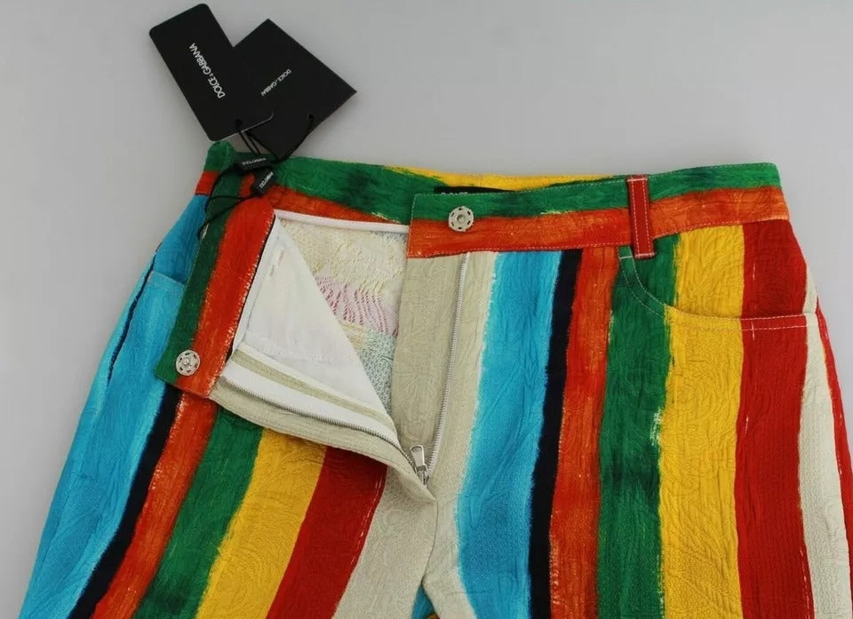Dolce & Gabbana Multicolor Flared Riga Pittorica Women's Pants