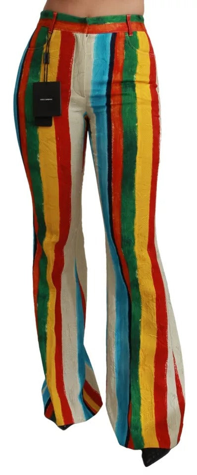 Dolce & Gabbana Multicolor Flared Riga Pittorica Women's Pants