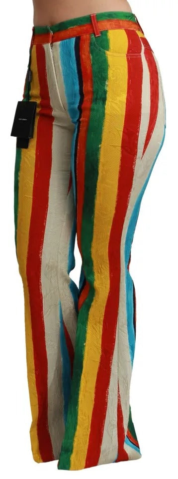 Dolce & Gabbana Multicolor Flared Riga Pittorica Women's Pants