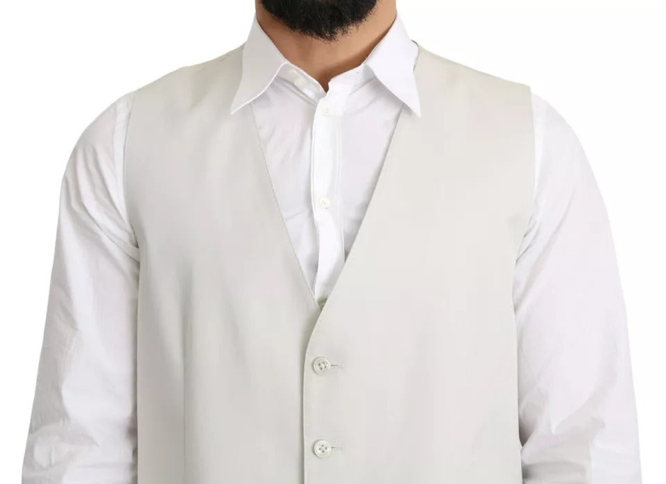 Dolce & Gabbana Off-White Cotton Silk Formal Coat Men's Vest (Pre-Owned)