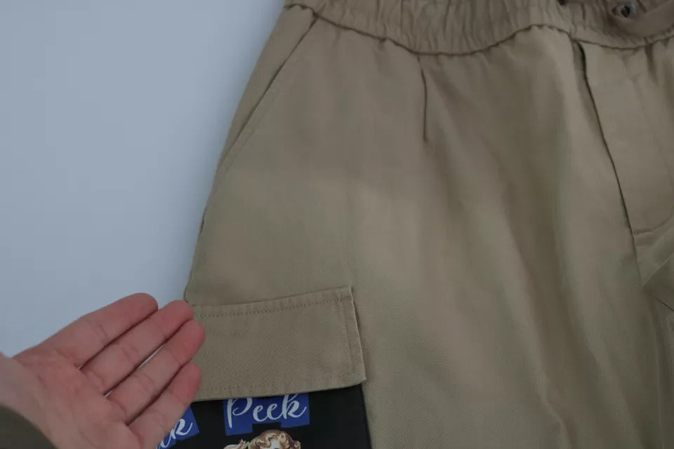 Dolce & Gabbana Beige Pin Up Print Cargo Men's Pants (Pre-Owned)