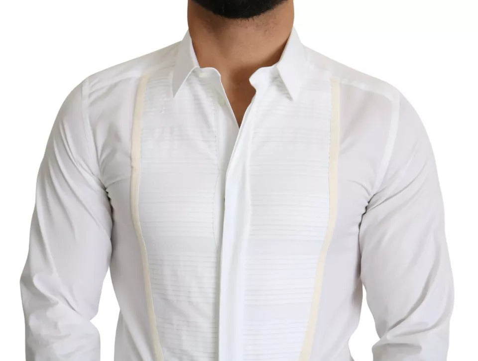 Dolce & Gabbana White Formal Tuxedo Dress GOLD Men's Shirt (Pre-Owned)