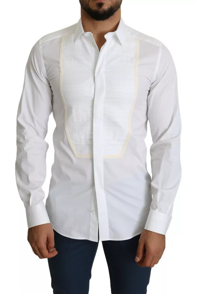Dolce & Gabbana White Formal Tuxedo Dress GOLD Men's Shirt (Pre-Owned)