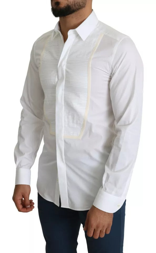 Dolce & Gabbana White Formal Tuxedo Dress GOLD Men's Shirt (Pre-Owned)