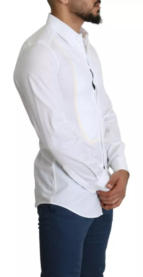 Dolce & Gabbana White Formal Tuxedo Dress GOLD Men's Shirt (Pre-Owned)