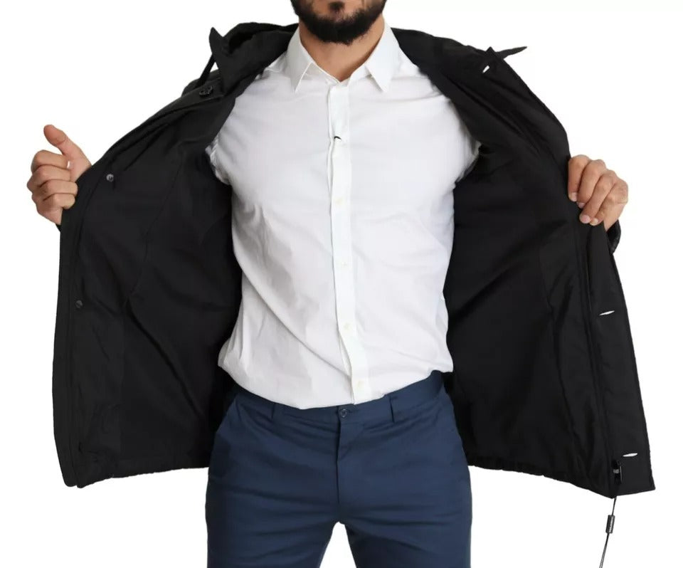 Dolce & Gabbana Black Hooded Polyester Men Coat Puffer Men's Jacket (Pre-Owned)