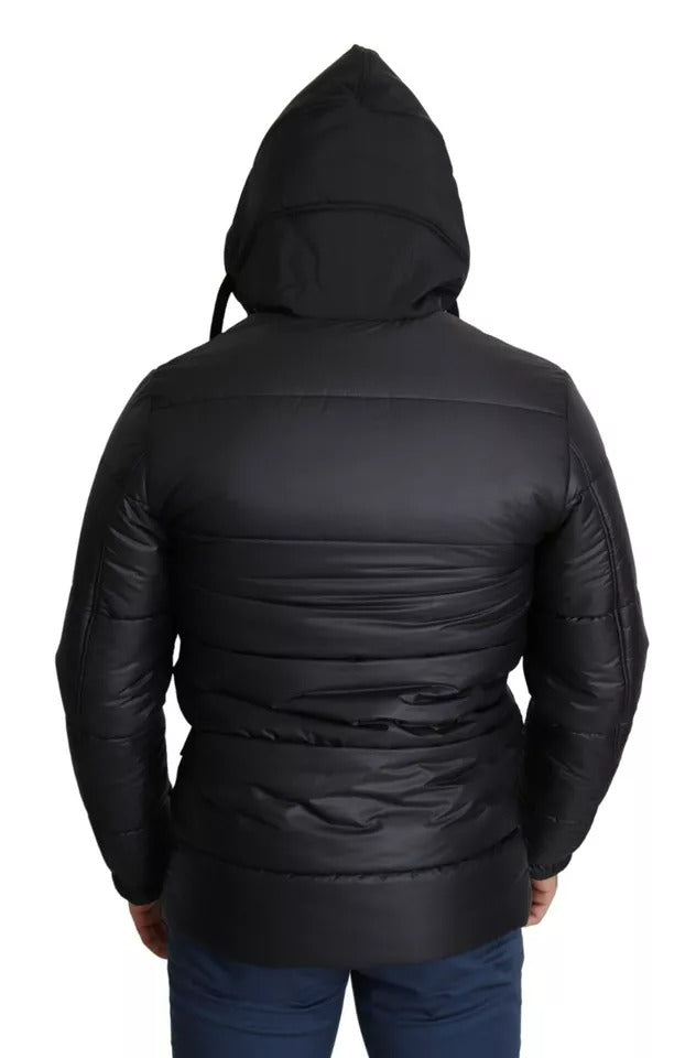 Dolce & Gabbana Black Hooded Polyester Men Coat Puffer Men's Jacket (Pre-Owned)