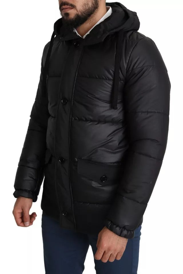 Dolce & Gabbana Black Hooded Polyester Men Coat Puffer Men's Jacket (Pre-Owned)