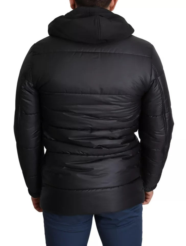 Dolce & Gabbana Black Hooded Polyester Men Coat Puffer Men's Jacket (Pre-Owned)