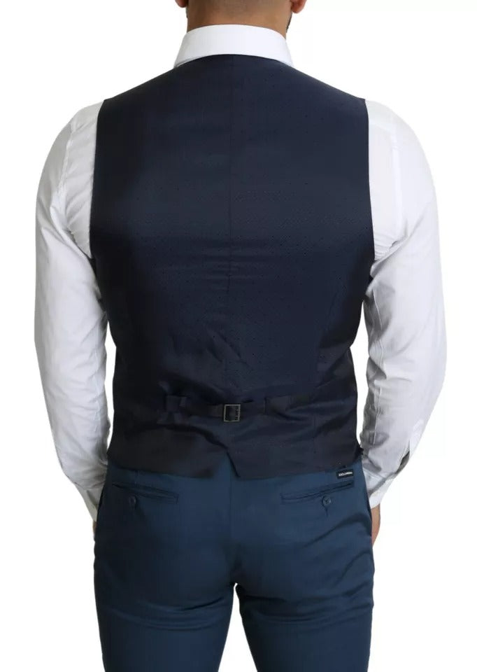 Dolce & Gabbana Navy Blue Men Formal Dress Waistcoat Men's Vest
