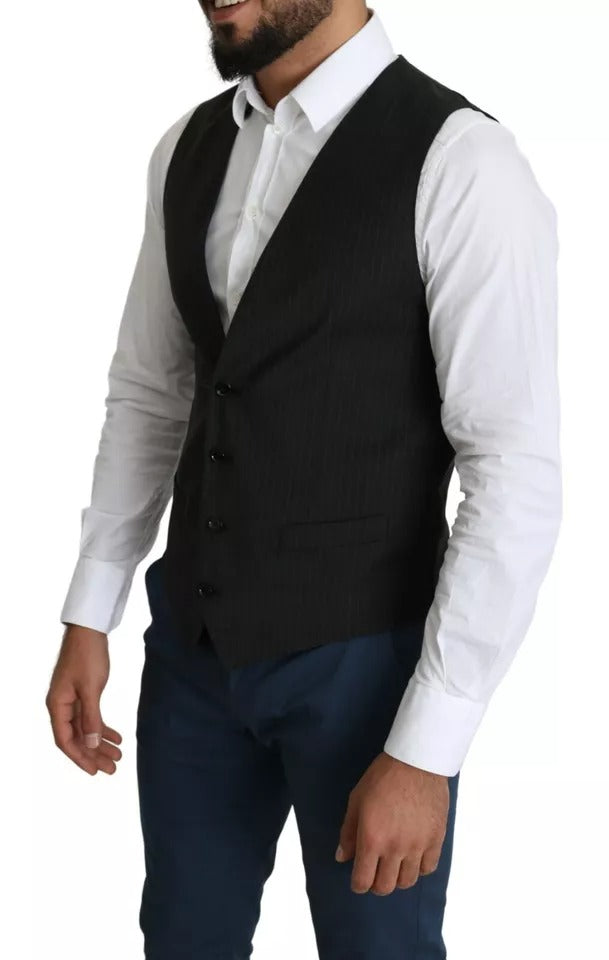 Dolce & Gabbana Black Men Formal STAFF Dress Waistcoat Men's Vest