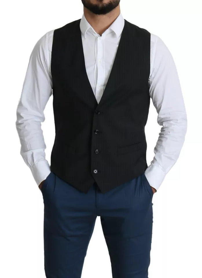 Dolce & Gabbana Black Men Formal STAFF Dress Waistcoat Men's Vest