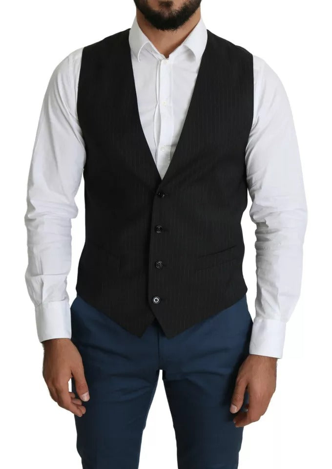 Dolce & Gabbana Black Men Formal STAFF Dress Waistcoat Men's Vest
