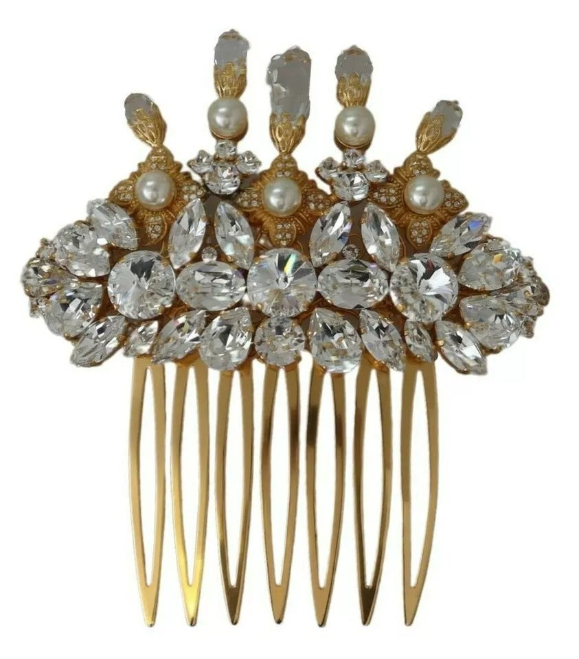 Dolce & Gabbana Gold Brass Clear Crystal Hair Stick Accessory Women's Comb (Pre-Owned)