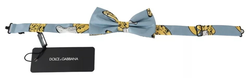 Dolce & Gabbana Light Blue Banana Print Silk Men Neck Bow Men's Tie (Pre-Owned)