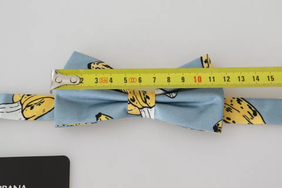 Dolce & Gabbana Light Blue Banana Print Silk Men Neck Bow Men's Tie (Pre-Owned)